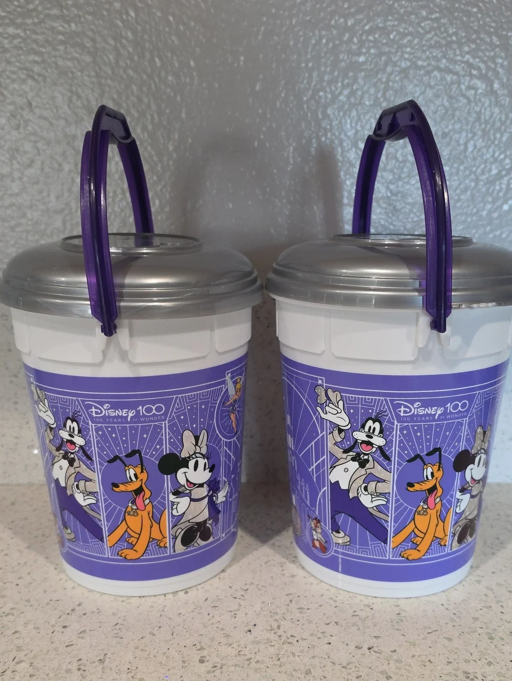 Disney 100 Years Of Wonder Anniversary, Two Popcorn Buckets, Disneyland Limited